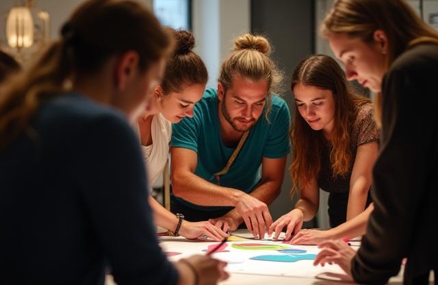 Equipe Orelha Cultural colaborando em um espaço criativo